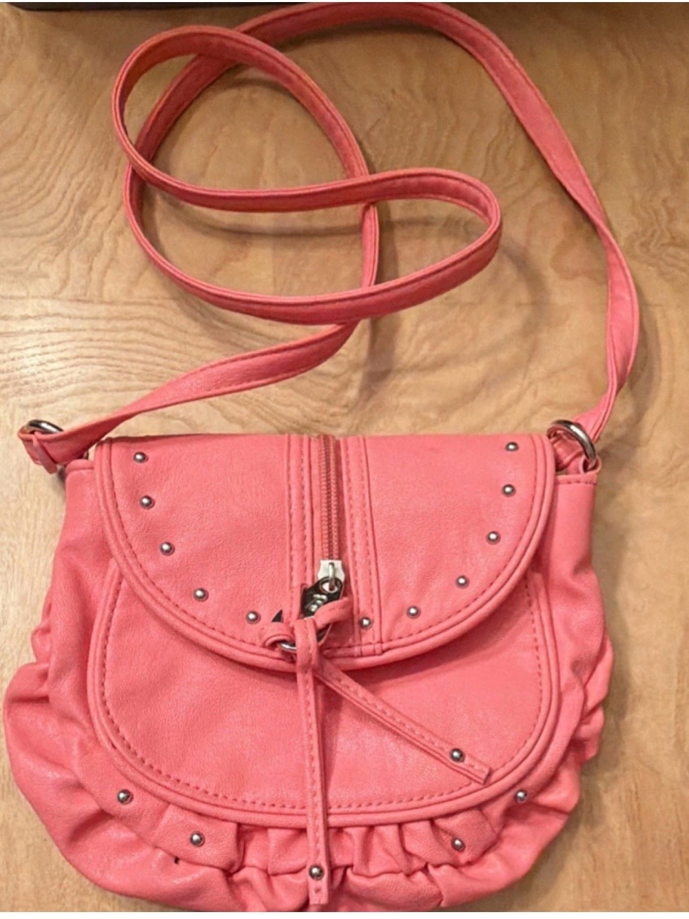 Betseyville Betsey Johnson Pink Ruffle Studded Crossbody Mini Bag